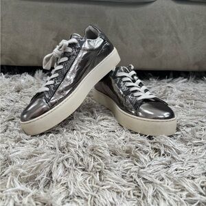 All Saints Metallic Snakeskin Silver Women's Sneakers